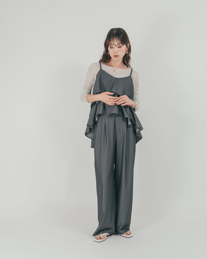 ［SET］デニムライク　ティアードキャミ + デニムライク　タックパンツ（2SET）
