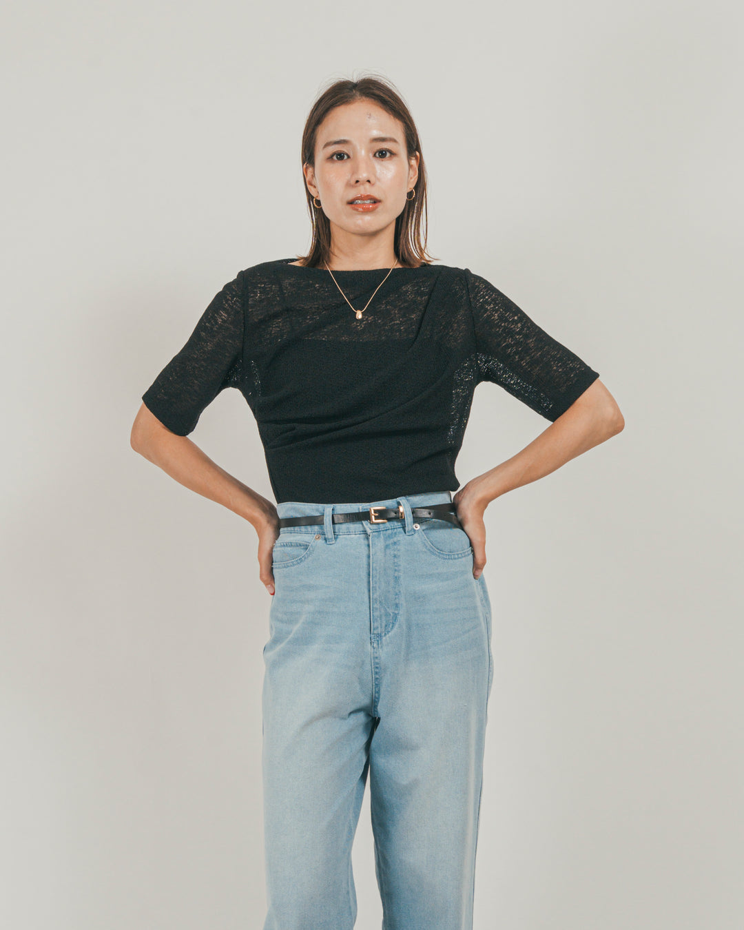 ［SET］カットレース ドレープTee + 接触冷感 10oz裾レースデニム（2SET）