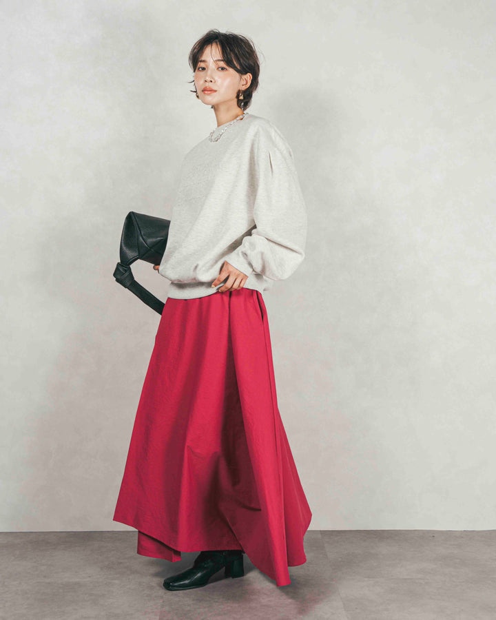 ［SET］裏起毛フロッキーLogoスウェット+アシメFlareタックスカート（2SET）