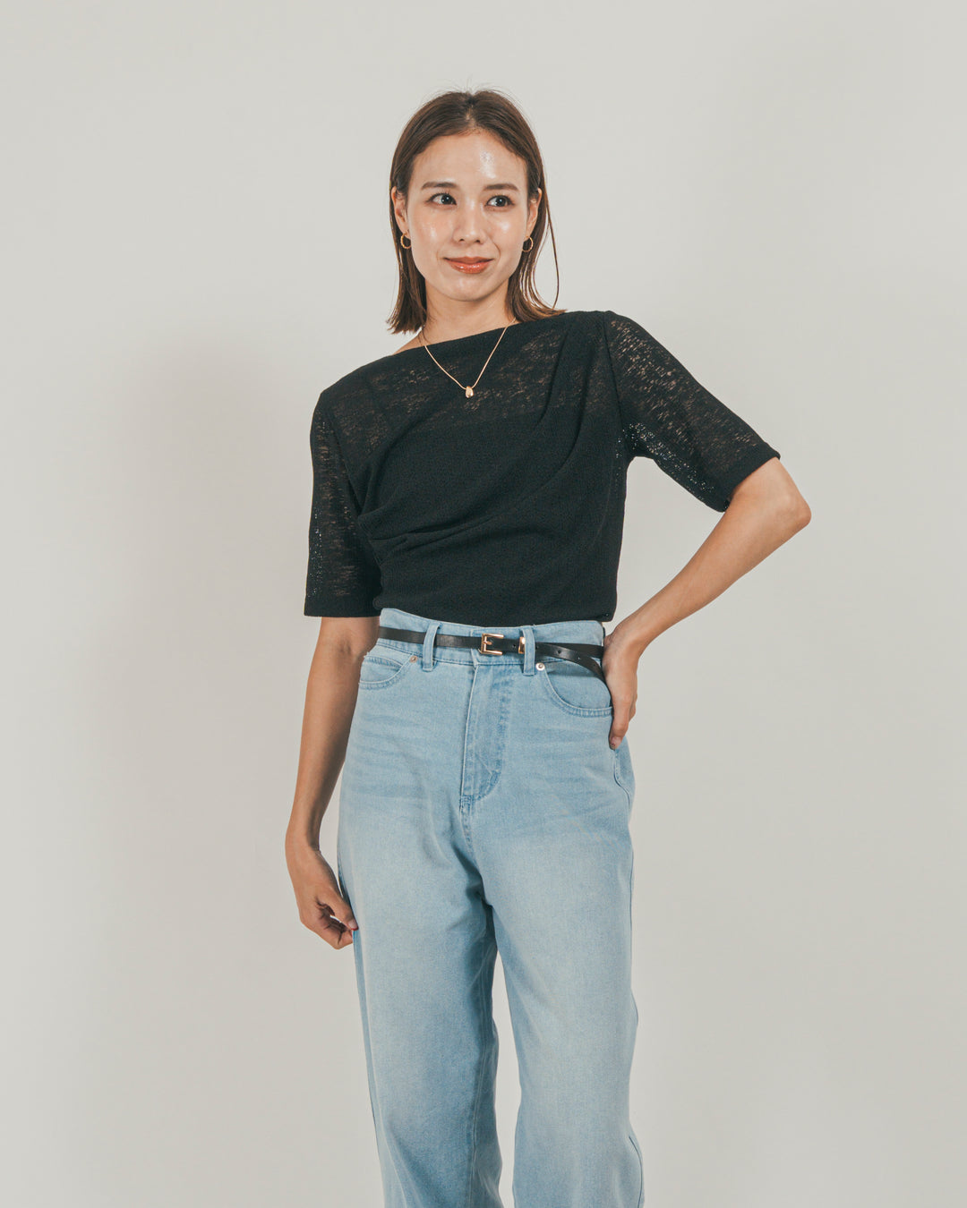 ［SET］カットレース ドレープTee + 接触冷感 10oz裾レースデニム（2SET）