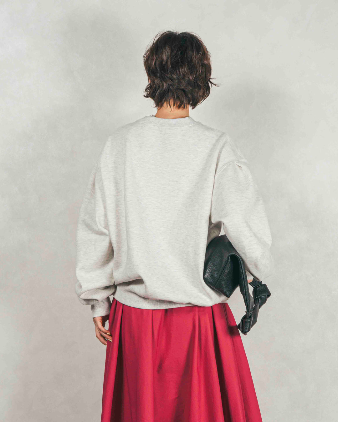 ［SET］裏起毛フロッキーLogoスウェット+アシメFlareタックスカート（2SET）