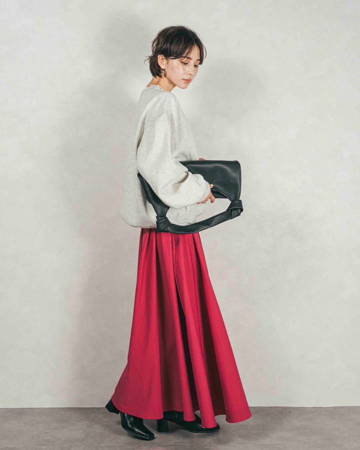 ［SET］裏起毛フロッキーLogoスウェット+アシメFlareタックスカート（2SET）