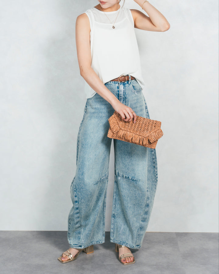 ［SET］2-Way バルーンヘムキャミタンク+ハクデザインカーブデニム（2SET）