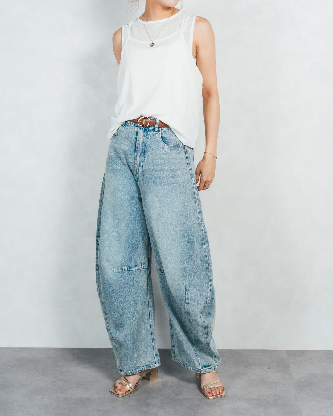 ［SET］2-Way バルーンヘムキャミタンク+ハクデザインカーブデニム（2SET）