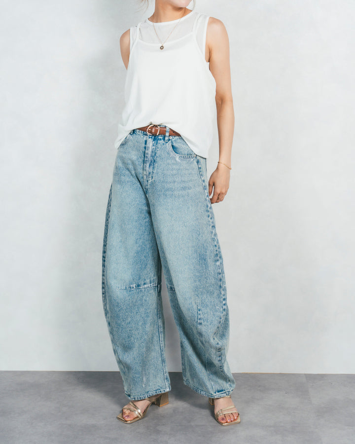 ［SET］2-Way バルーンヘムキャミタンク+ハクデザインカーブデニム（2SET）