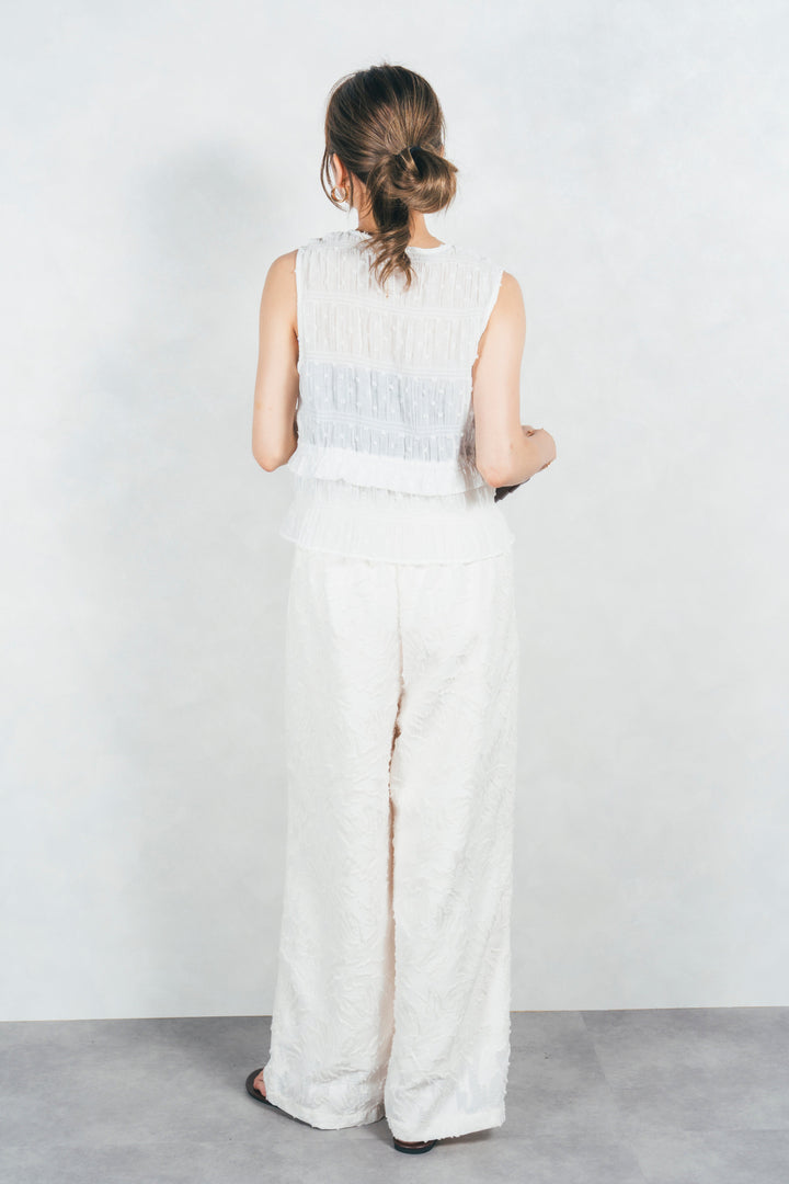 フロントリボンシャーリングトップス (OFF WHITE)