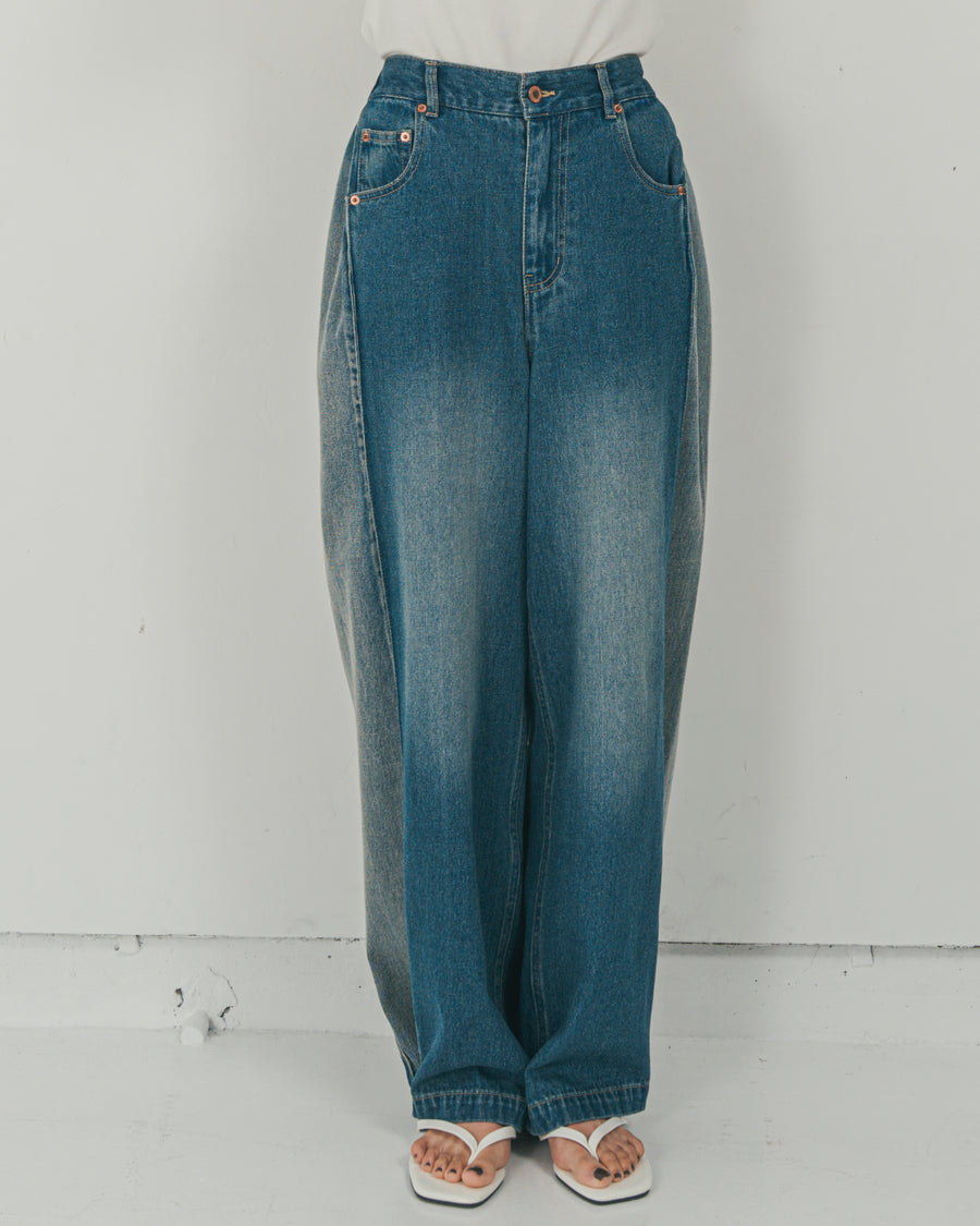 ［SET］コンパクトスムースロゴT + 10oz サイドタック リラックスデニムパンツ（2SET）