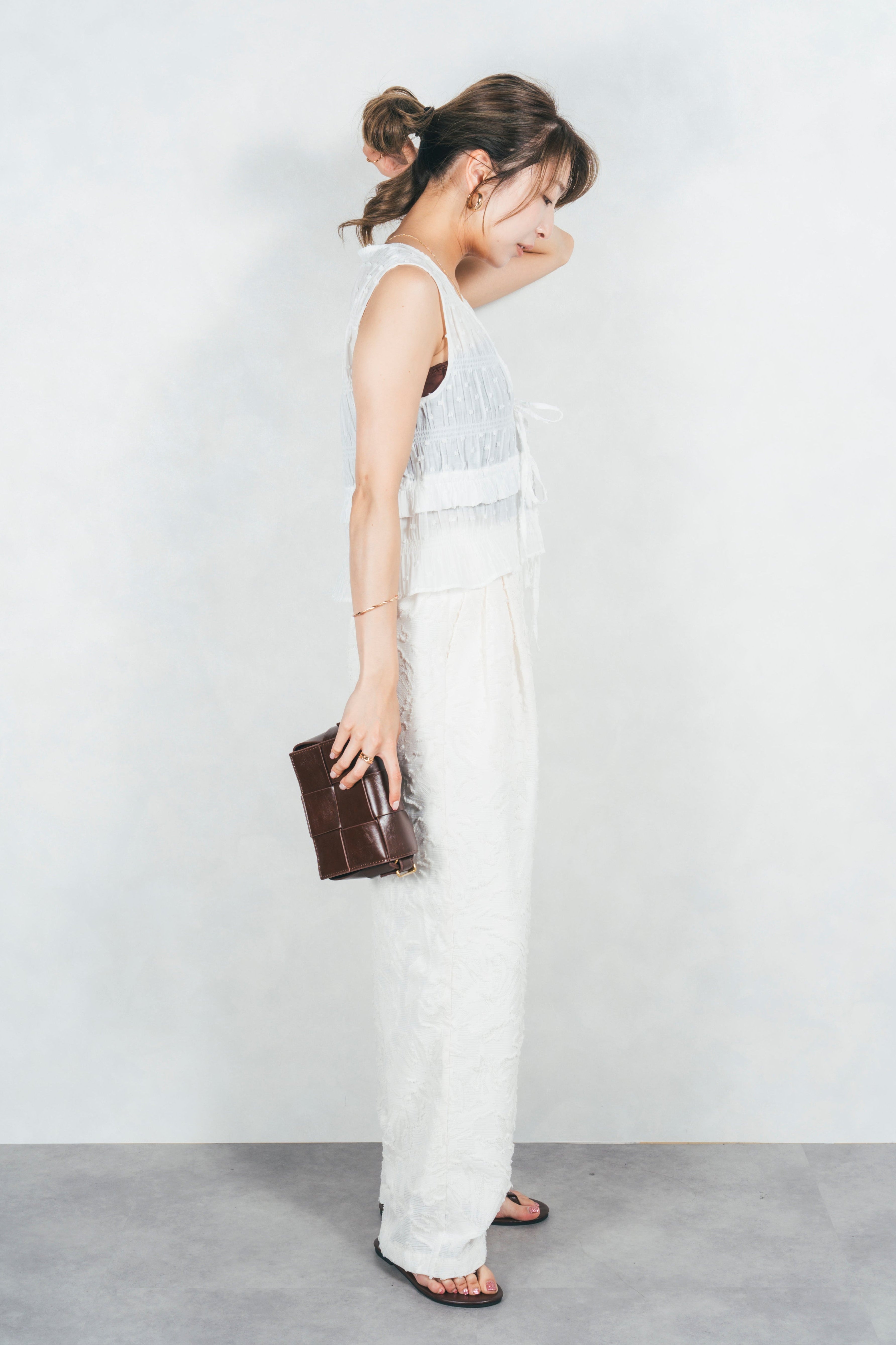 NOTHINGEVERYTHING plage シャーリングカットソー ホワイト NOTHINGEVERYTHING plage シャーリングカットソー ホワイト