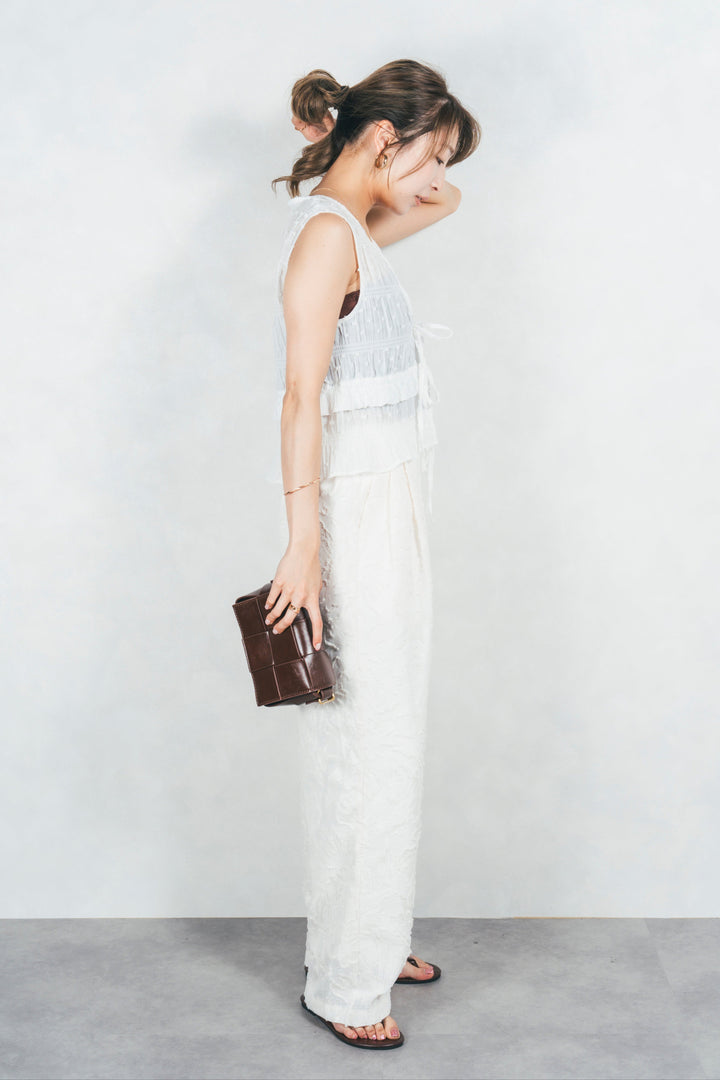 フロントリボンシャーリングトップス (OFF WHITE)