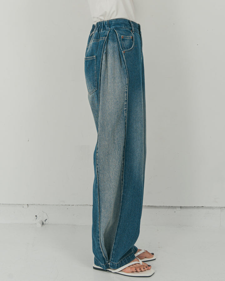 ［SET］コンパクトスムースロゴT + 10oz サイドタック リラックスデニムパンツ（2SET）