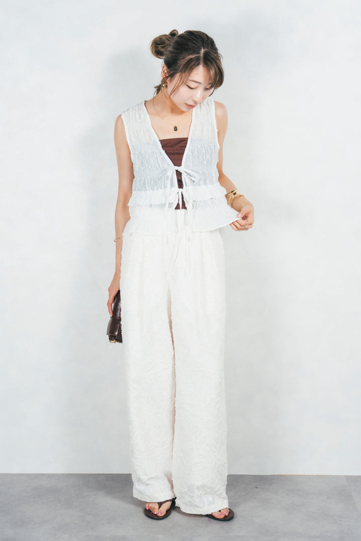フロントリボンシャーリングトップス (OFF WHITE)