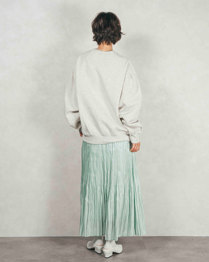 ［SET］裏起毛フロッキーLogoスウェット+シャイニーサテンプリーツスカート（2SET）