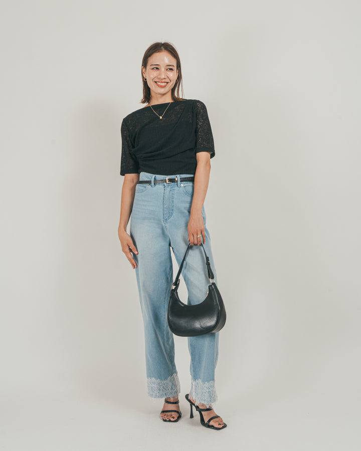 ［SET］カットレース ドレープTee + 接触冷感 10oz裾レースデニム（2SET）