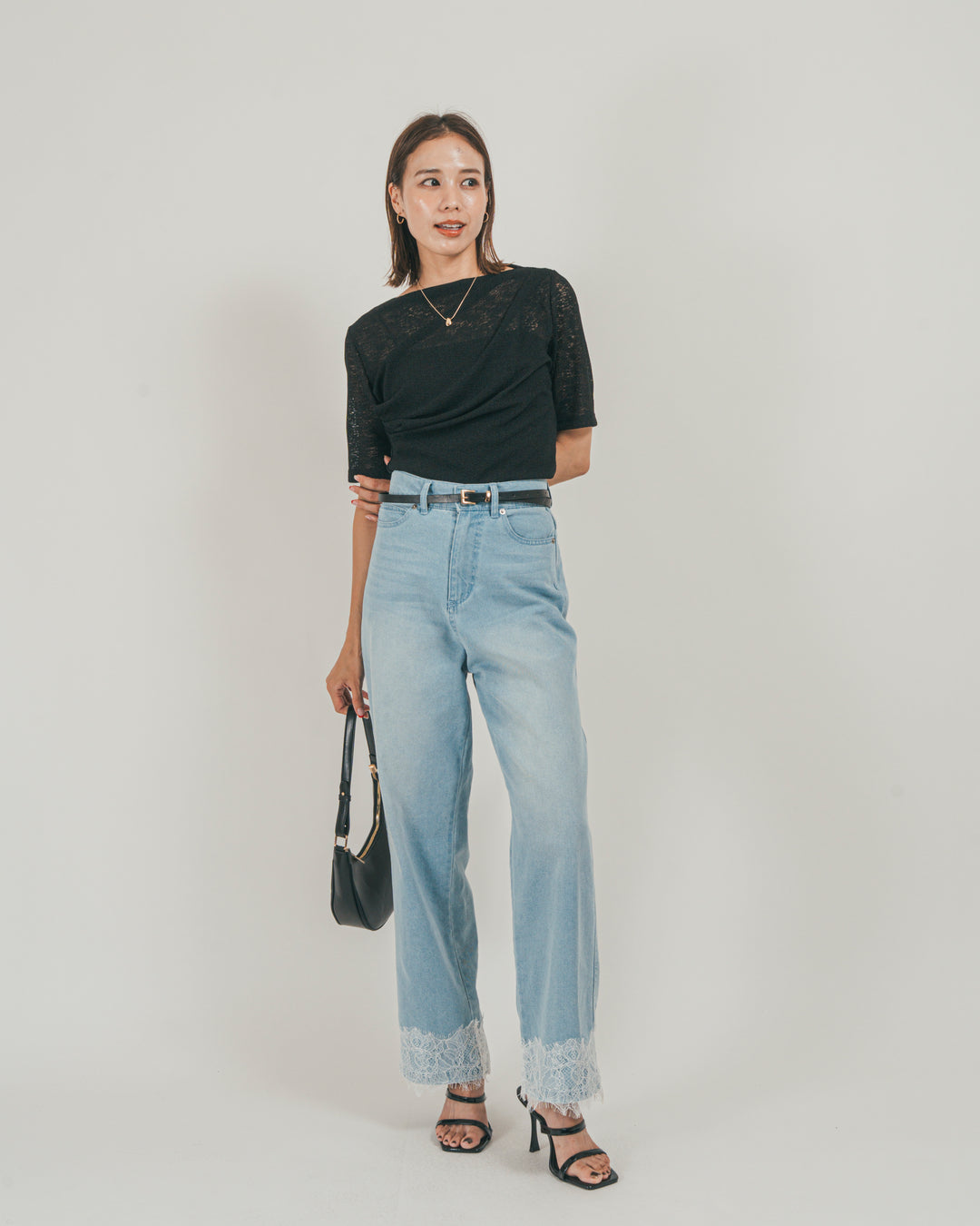 ［SET］カットレース ドレープTee + 接触冷感 10oz裾レースデニム（2SET）