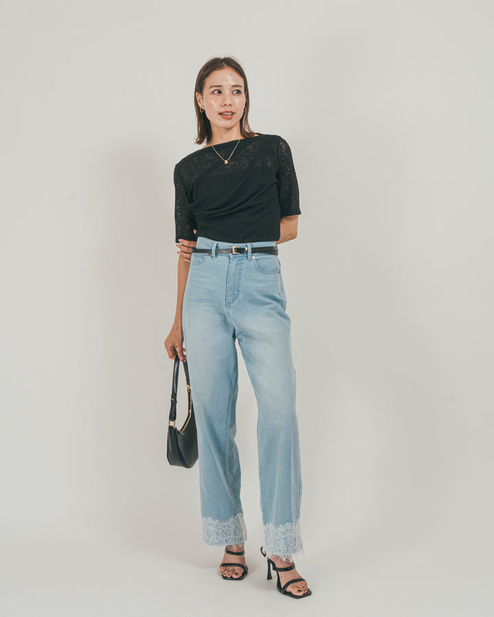 ［SET］カットレース ドレープTee + 接触冷感 10oz裾レースデニム（2SET）