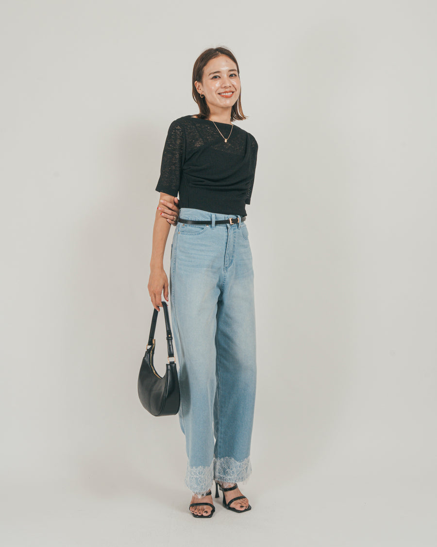 ［SET］カットレース ドレープTee + 接触冷感 10oz裾レースデニム（2SET）
