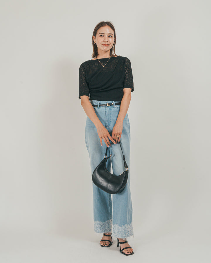［SET］カットレース ドレープTee + 接触冷感 10oz裾レースデニム（2SET）