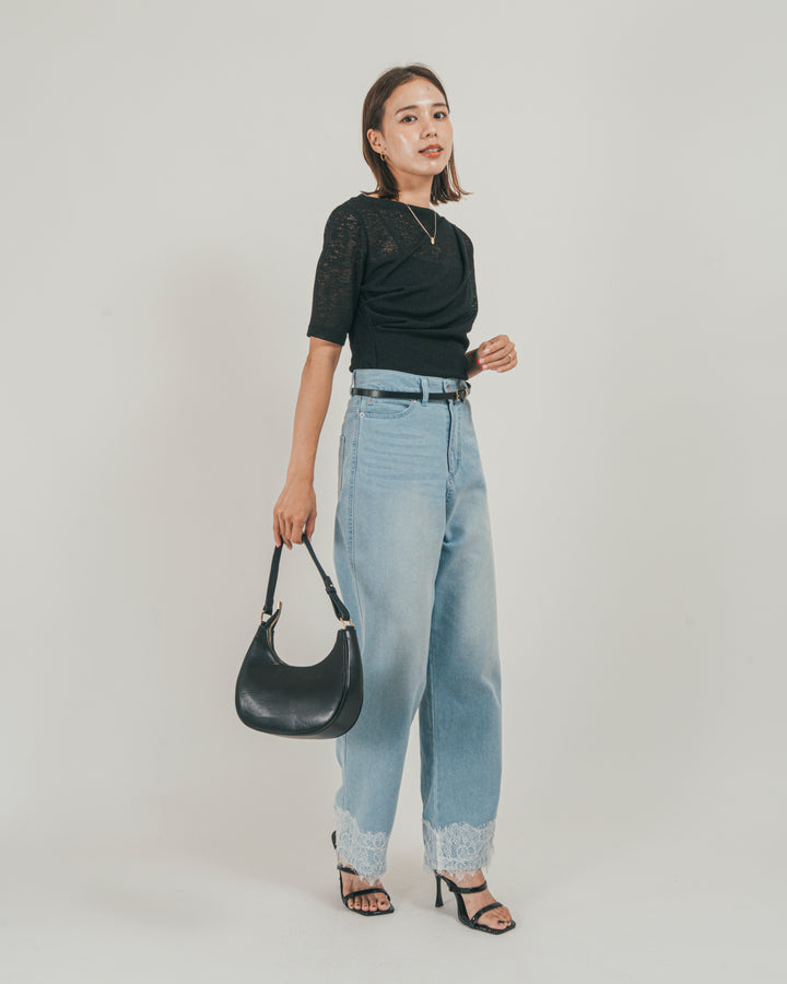 ［SET］カットレース ドレープTee + 接触冷感 10oz裾レースデニム（2SET）