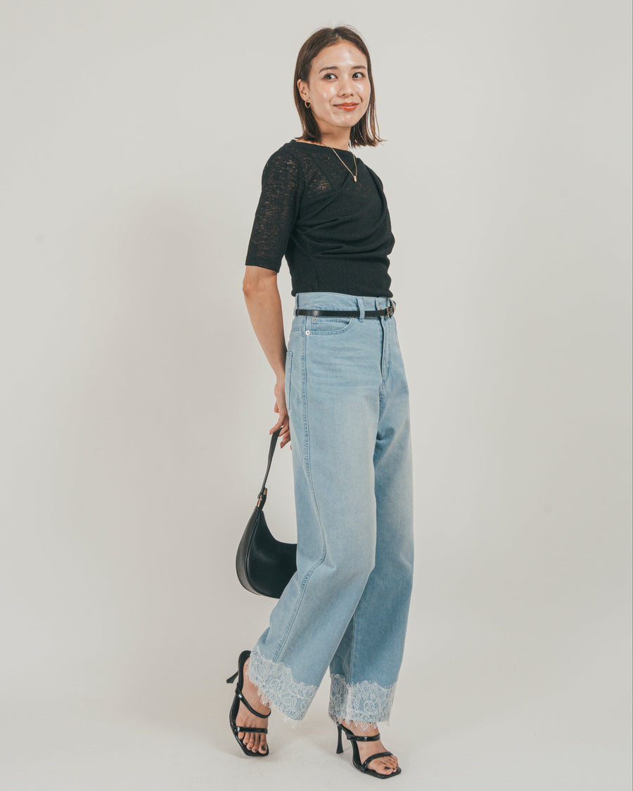 ［SET］カットレース ドレープTee + 接触冷感 10oz裾レースデニム（2SET）