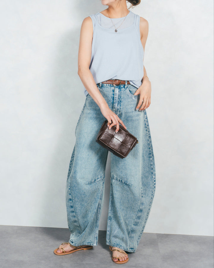 ［SET］2-Way バルーンヘムキャミタンク+ハクデザインカーブデニム（2SET）