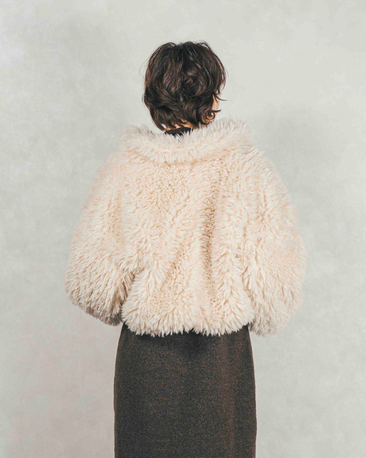 ［SET］プードルボアZipショートコート+メランジKnitロングワンピース（2SET）