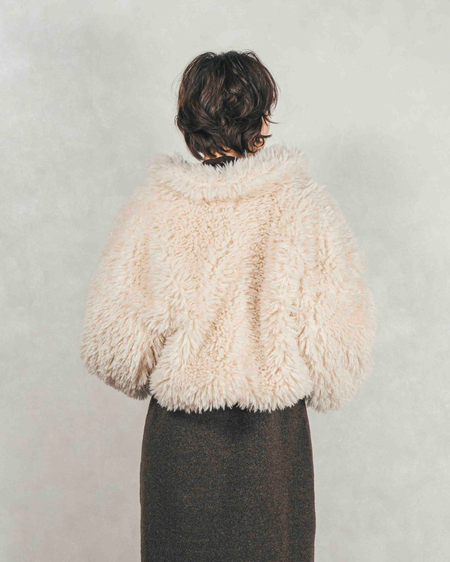 ［SET］プードルボアZipショートコート+メランジKnitロングワンピース（2SET）