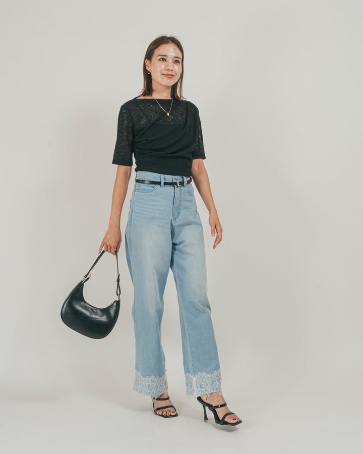 ［SET］カットレース ドレープTee + 接触冷感 10oz裾レースデニム（2SET）