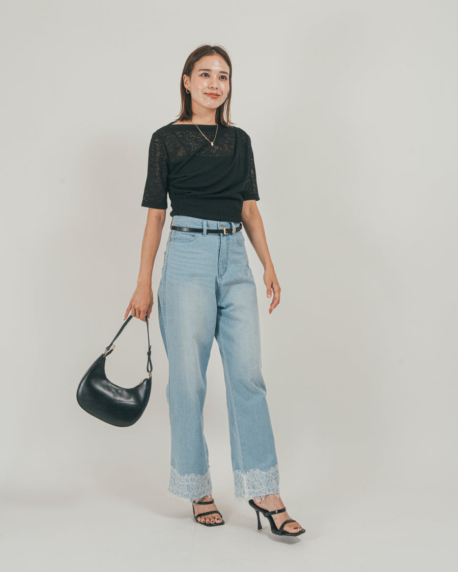 ［SET］カットレース ドレープTee + 接触冷感 10oz裾レースデニム（2SET）