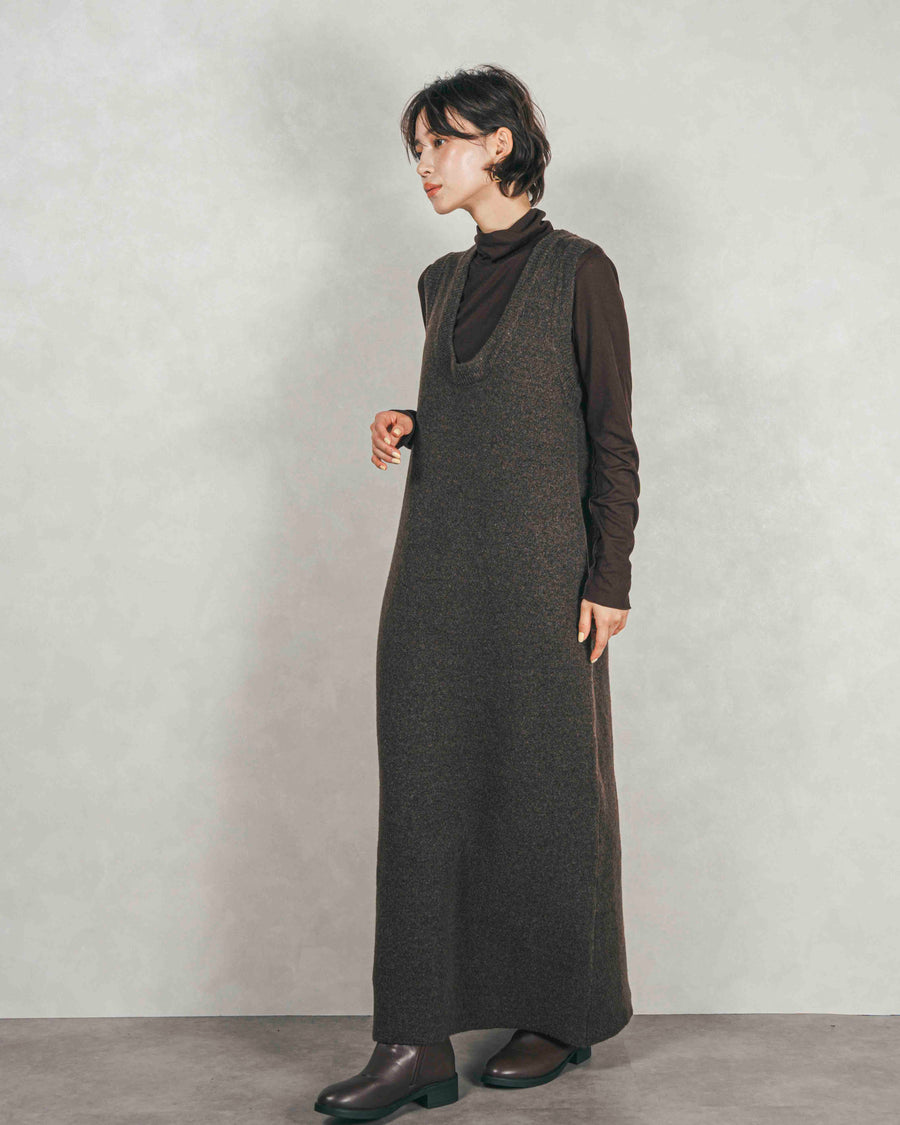 メランジKnitロングワンピース