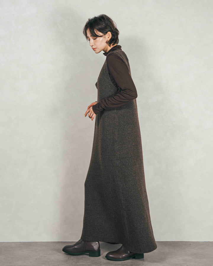 メランジKnitロングワンピース（BROWN）