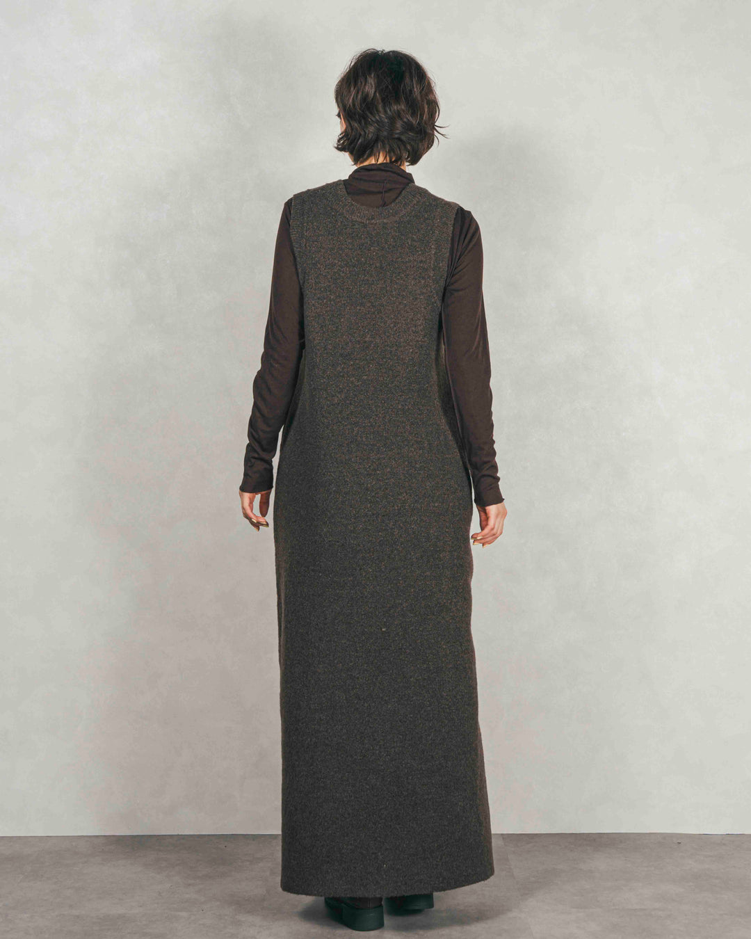 メランジKnitロングワンピース（BROWN）