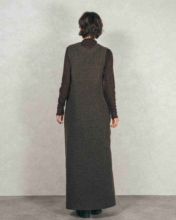 メランジKnitロングワンピース（BROWN）