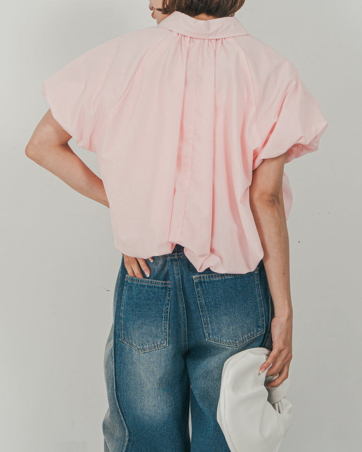 バルーンShirringハーフスリーブシャツ