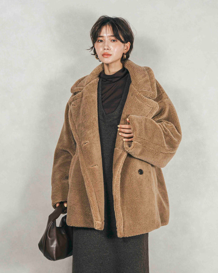 ［SET］テディボア Middleコート+メランジKnitロングワンピース（2SET）