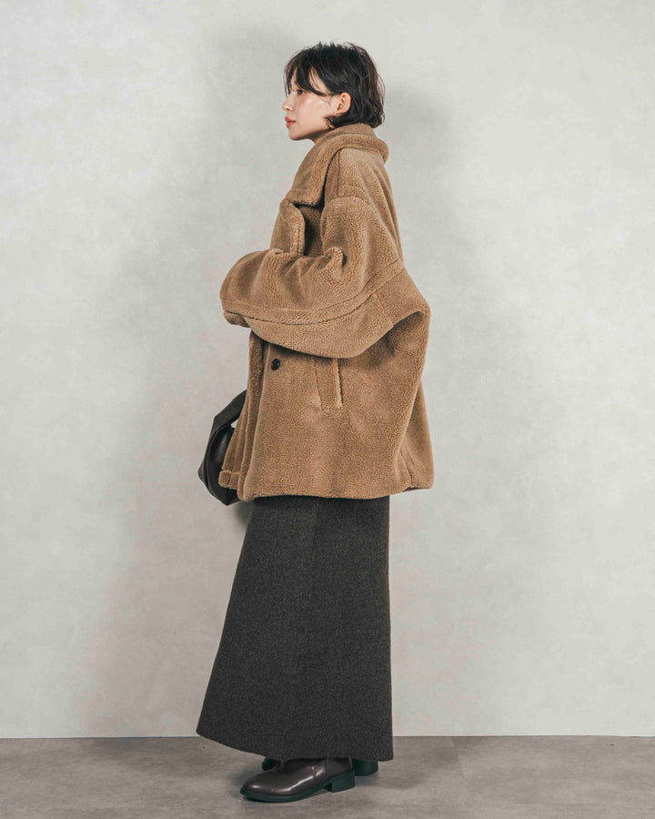 ［SET］テディボア Middleコート+メランジKnitロングワンピース（2SET）