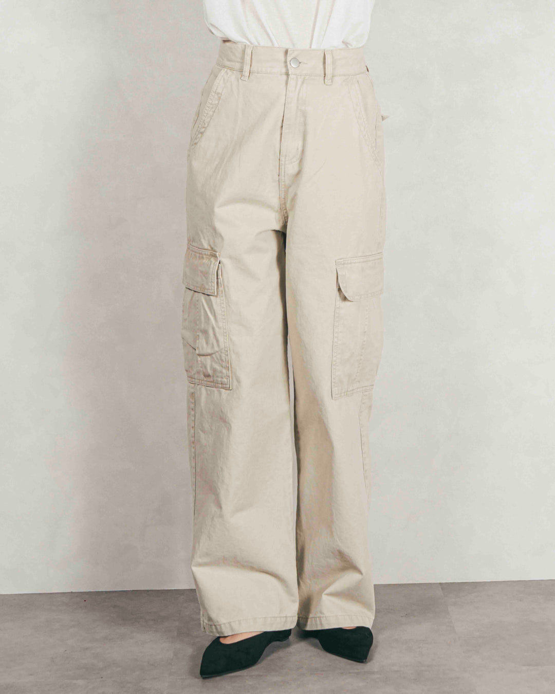 ［SET］ボリュームチャンキースラブ クロップドニット+ピグメントツイルカーゴパンツ（2SET）