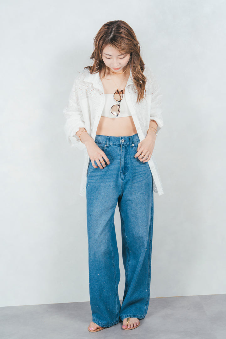 コットンフラワーレースシャツ(WHITE)