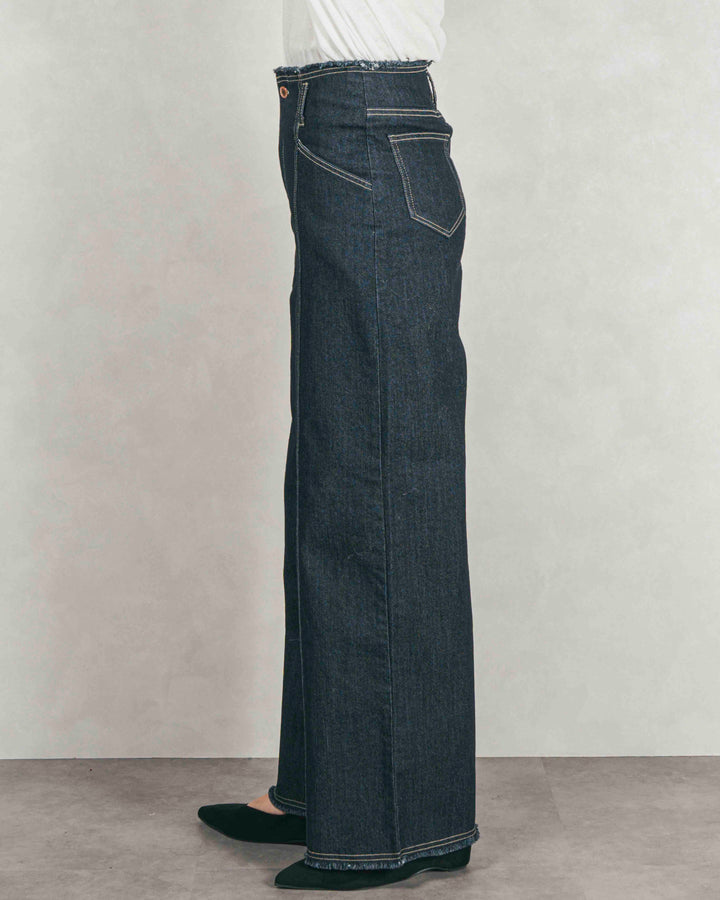 ［SET］ミックスヤーン2WAYカーディガン+センターシーム リラックスカラーデニム