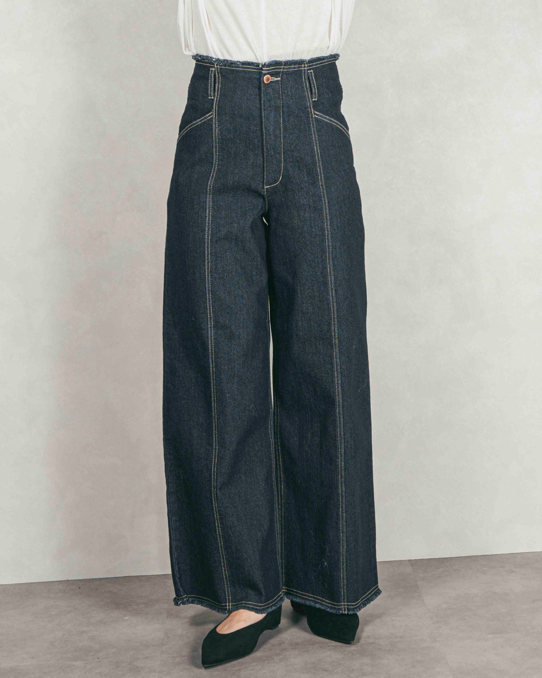 センターシーム リラックスカラーデニム (ONE WASH)