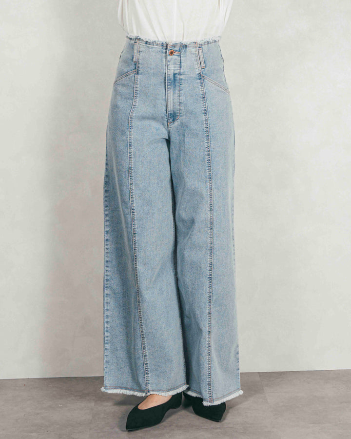 ［SET］ボリュームチャンキースラブ クロップドニット+センターシーム リラックスカラーデニム（2SET）