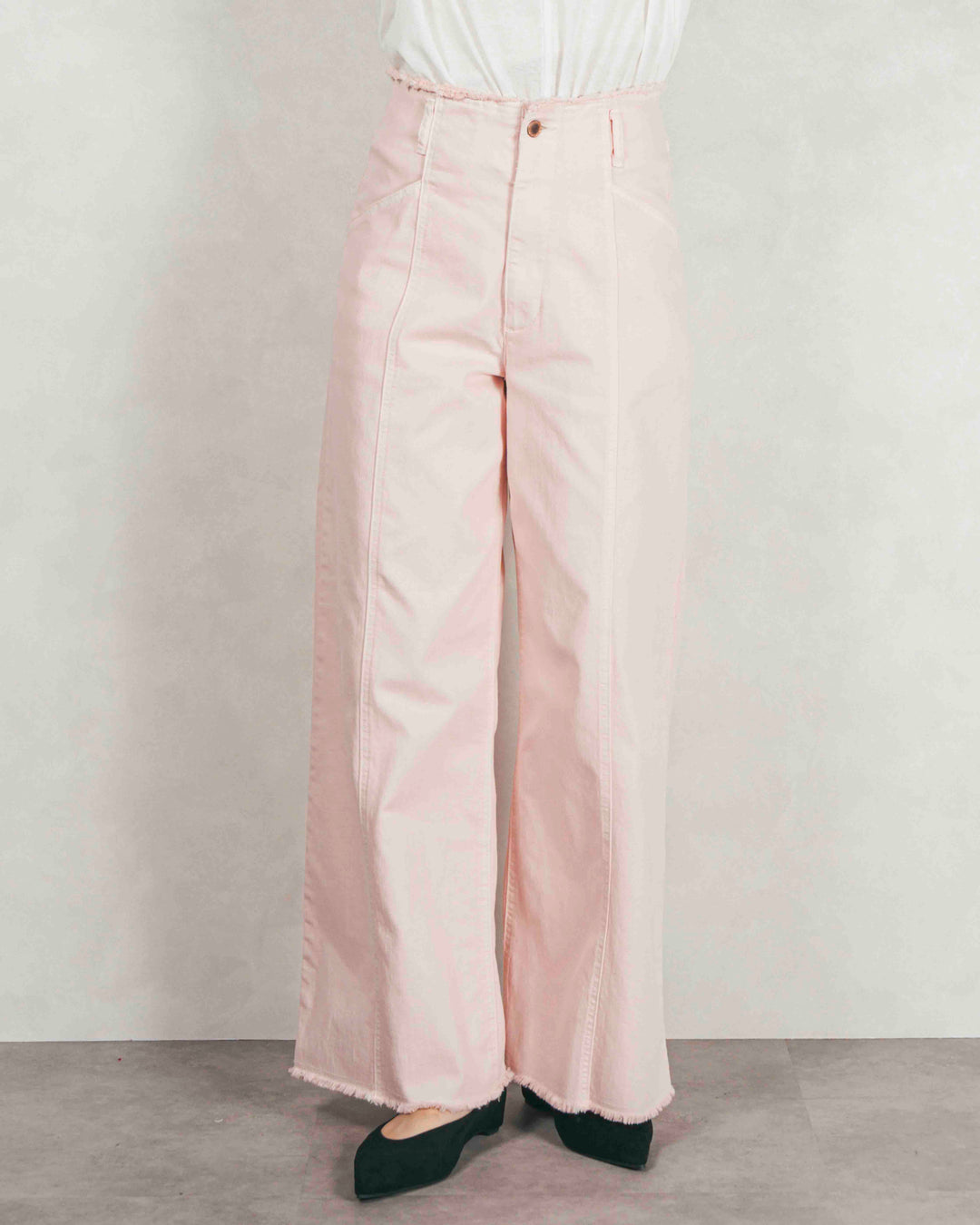 センターシーム リラックスカラーデニム (PINK)