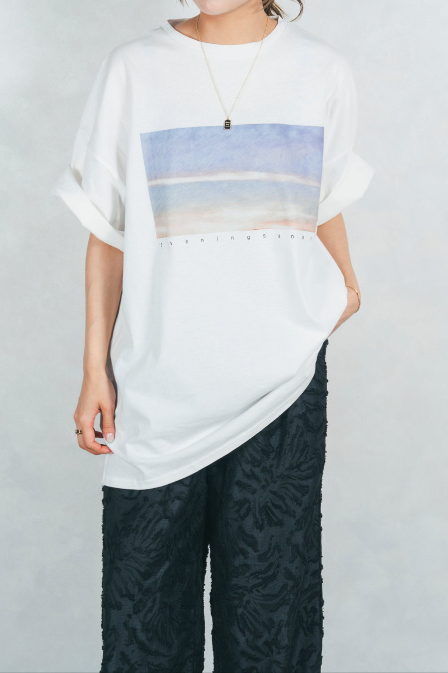 ［SET］サンセットグラフィックT+フリンジジャガードリラックスパンツ（2SET）