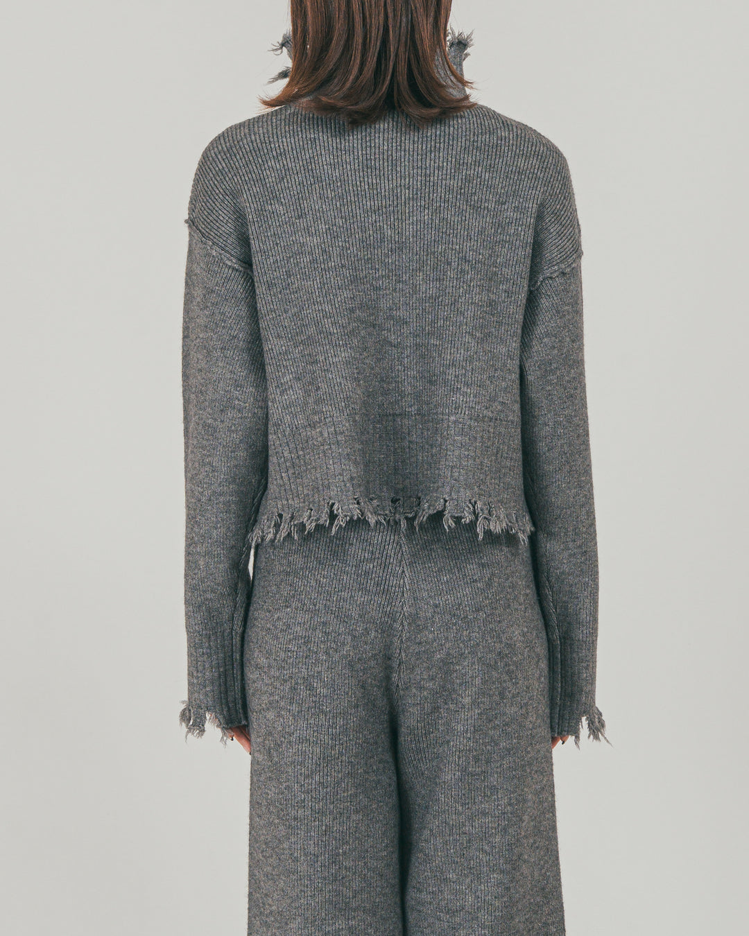 ［SET］Nuance Hem ハイネックニット + Nuance Hem ルーズニットパンツ + ストレッチレースシアートップス（3SET）
