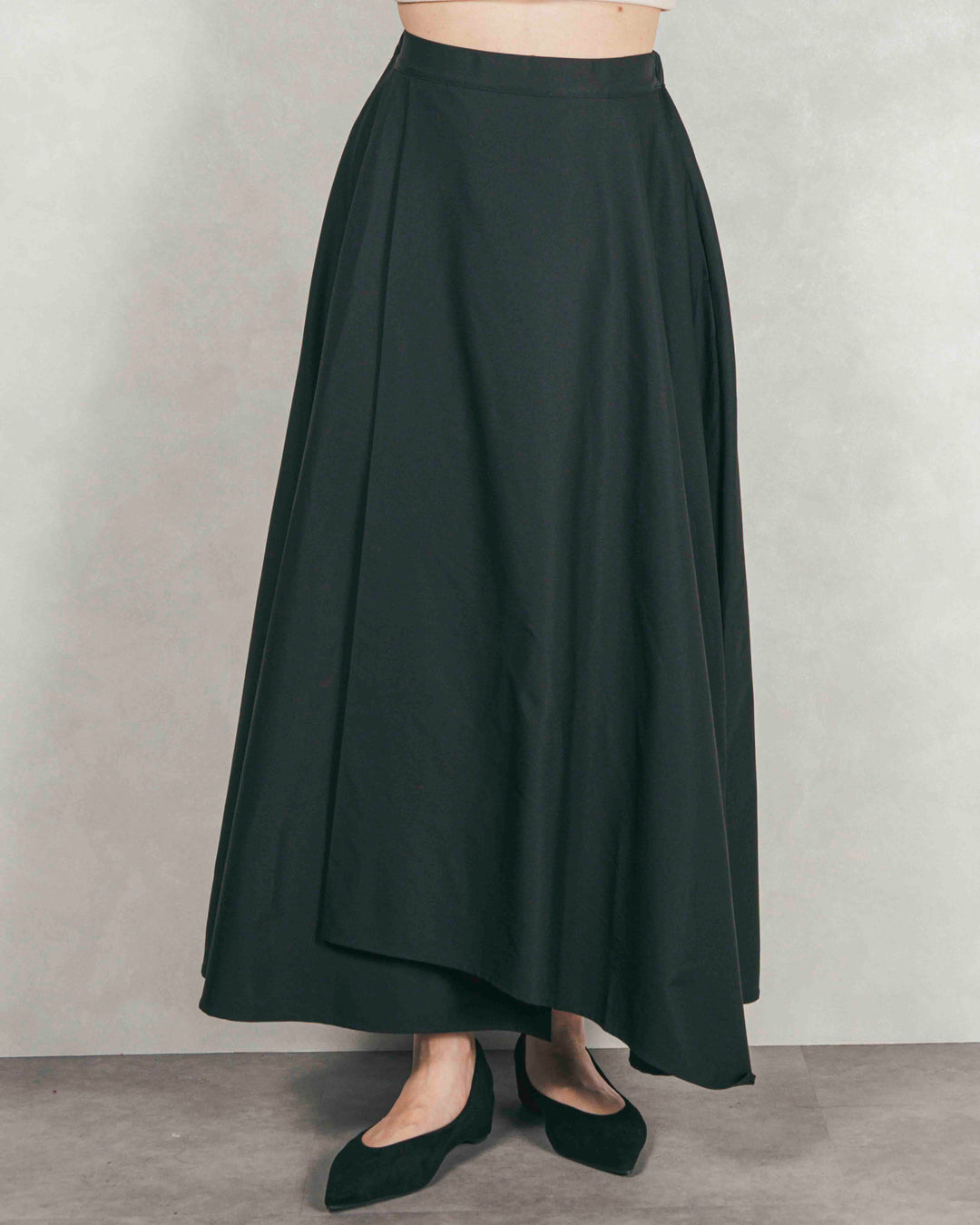 アシメFlareタックスカート (BLACK)