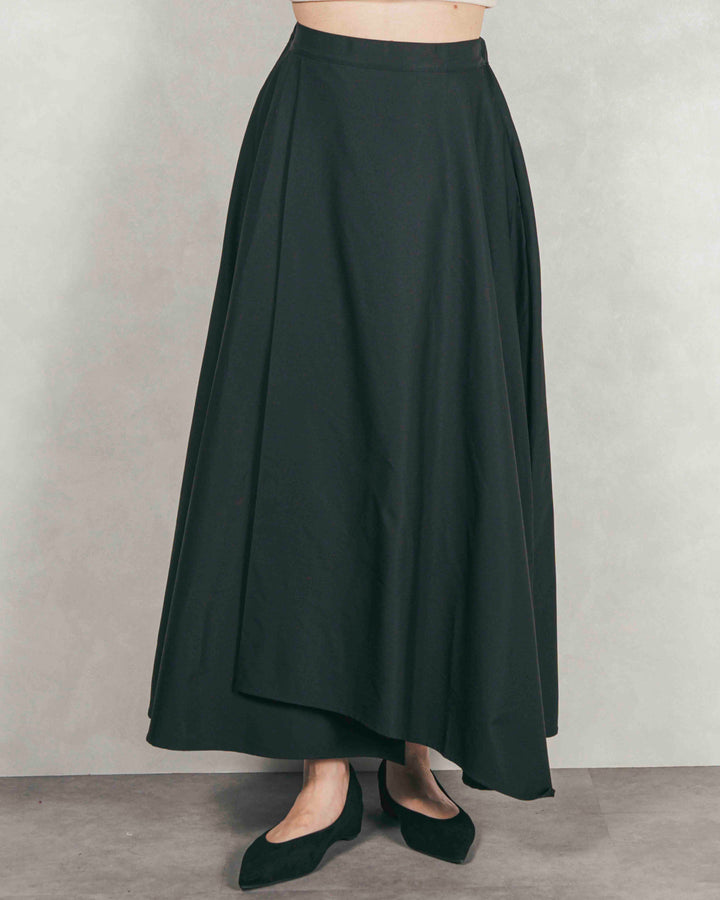 アシメFlareタックスカート (BLACK)