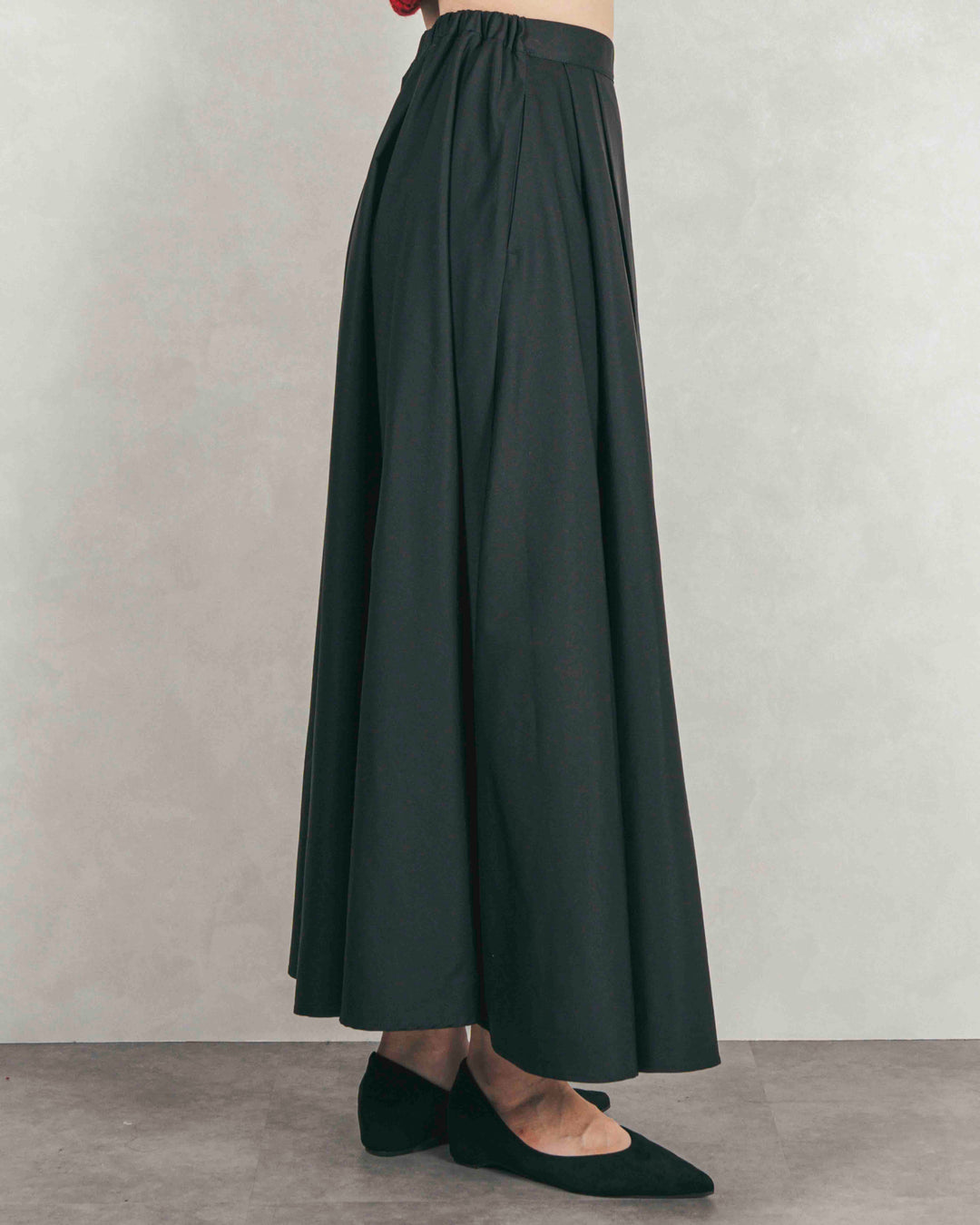 アシメFlareタックスカート (BLACK)