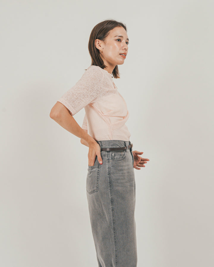 ［SET］カットレース ドレープTee + 接触冷感 10oz裾レースデニム（2SET）