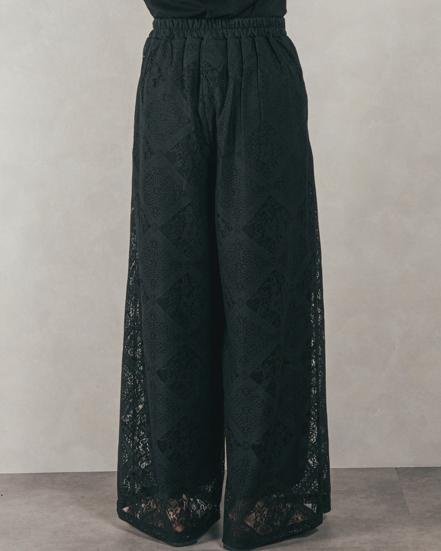 ［SET］Clear Sheer オーバーシャツ + Blockレース　ストレートパンツ（2SET）