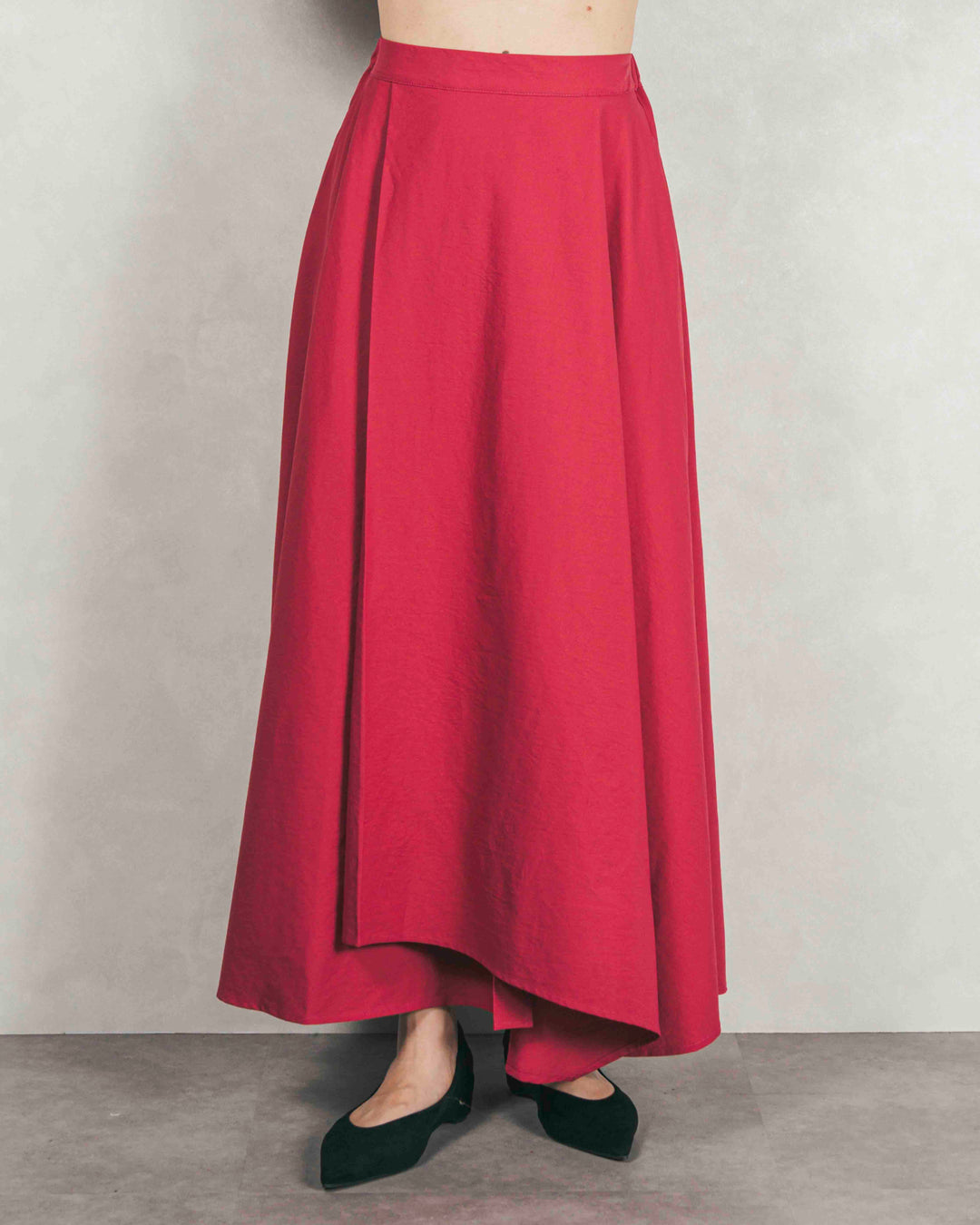 ［SET］ボリュームチャンキースラブ クロップドニット+アシメFlareタックスカート（2SET）