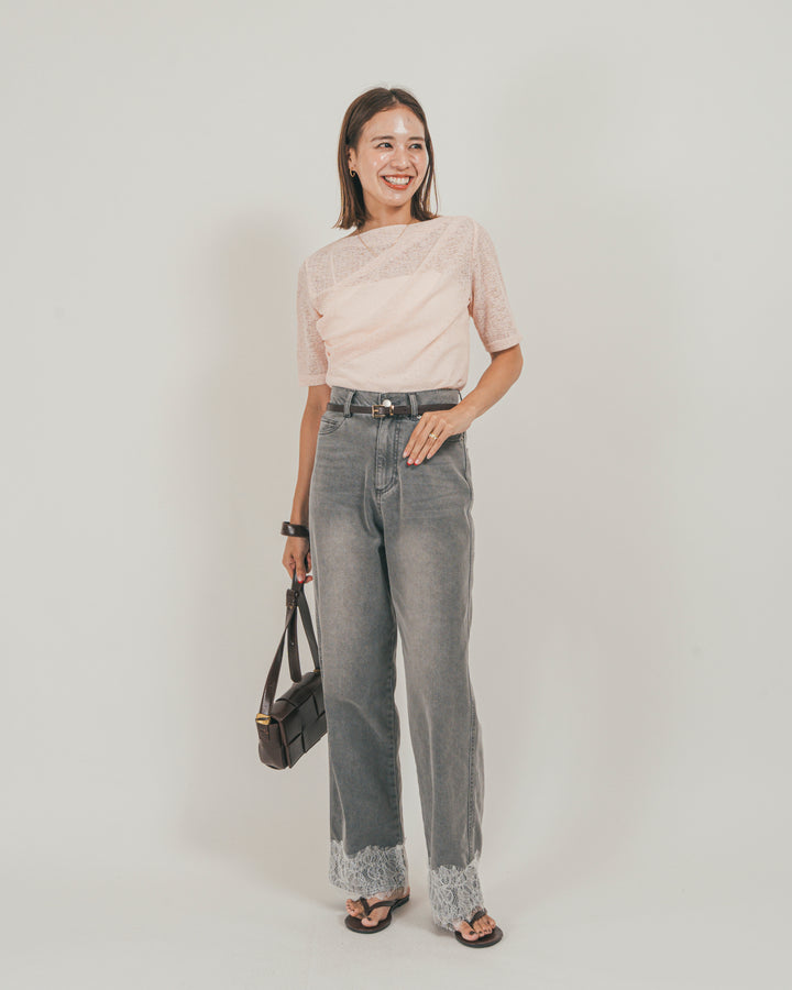 ［SET］カットレース ドレープTee + 接触冷感 10oz裾レースデニム（2SET）